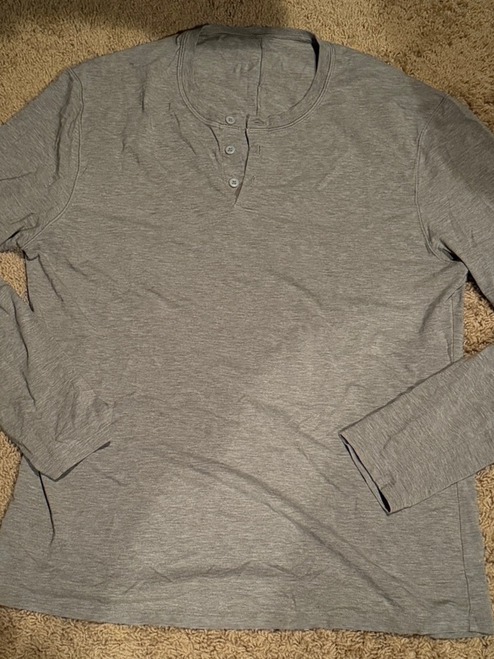 Men's Lululemon Long Sleeve Henley Tee - Gray